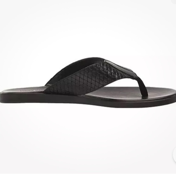 Vince Camuto Men’s Black Waylyn Woven Leather Upper Flip Flop Sandal NEW NIB - Picture 6 of 9